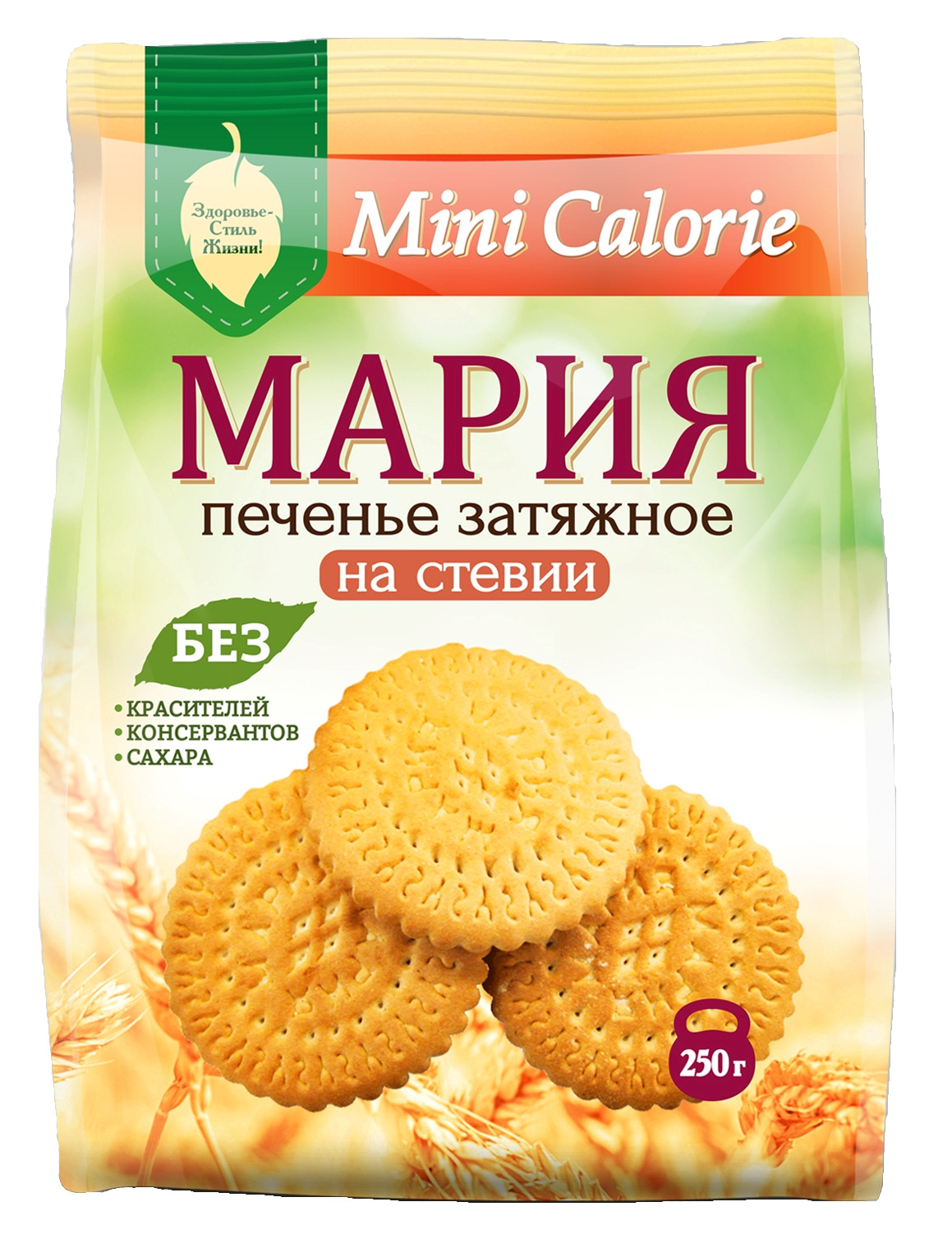 Печенье затяжное Мария на стевии ТМ "Mini Calorie" 250 гр. (1*20шт) Mini Calorie