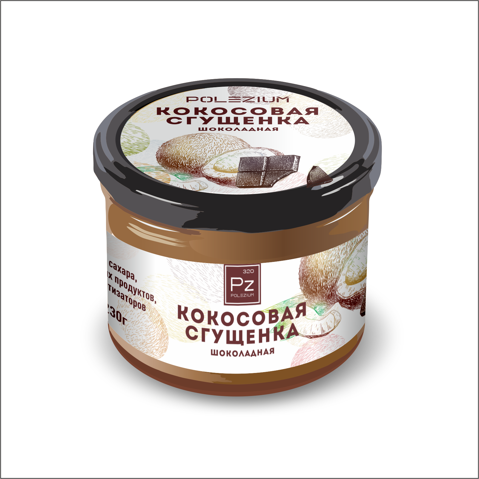 Шоколадно-кокосовая сгущенка Polezium, 230 г Polezium