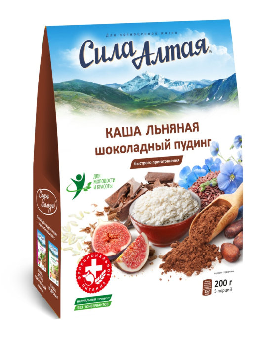 Каша льняная "Шоколадный пудинг" 200 г/5 порций Сила Алтая