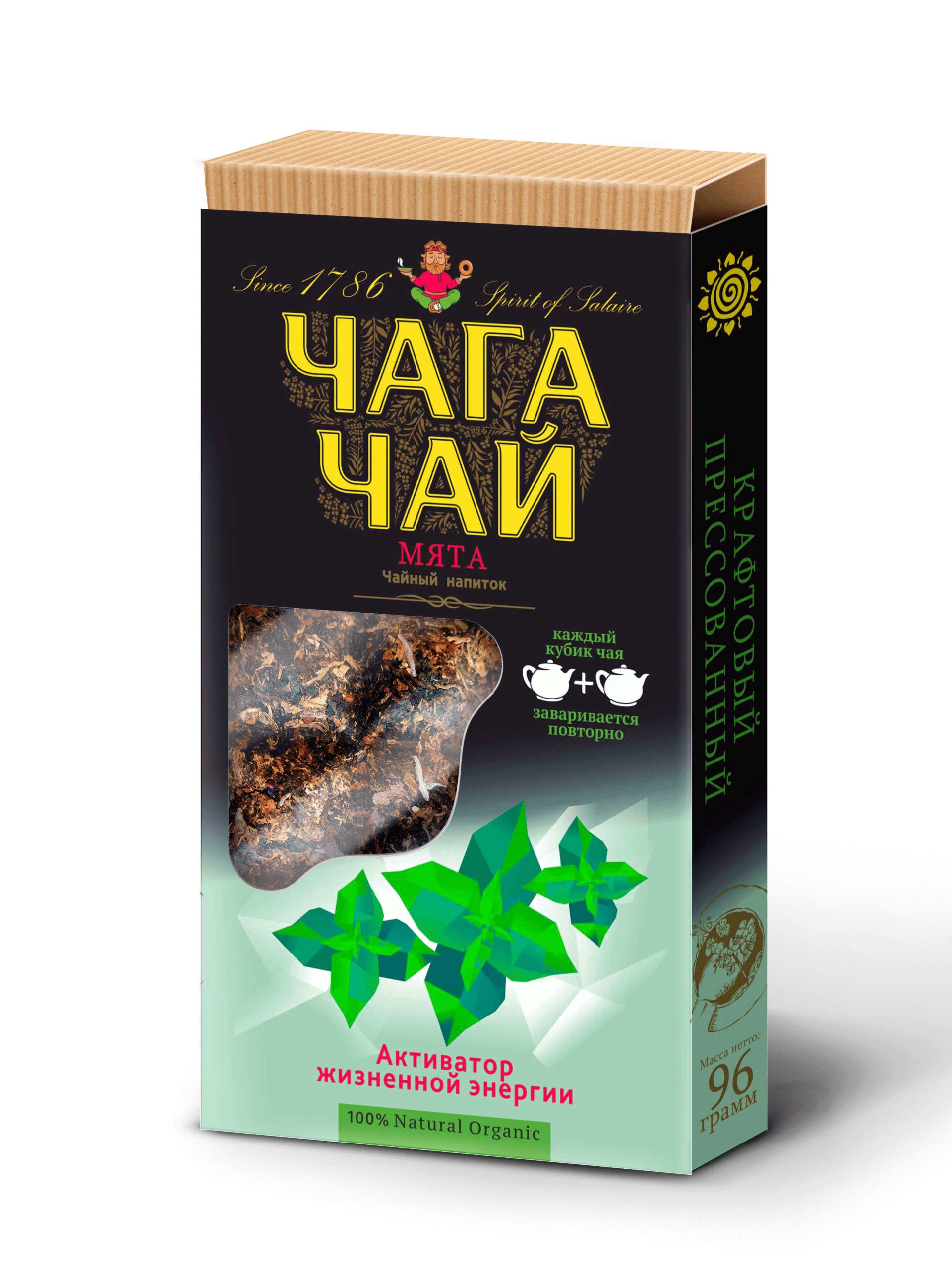 Чага-чай "Мята", 96 гр, плитка, "Иван Да" ИВАН ДА