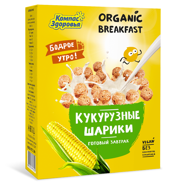 Завтраки сухие "Кукурузные шарики" Компас Здоровья