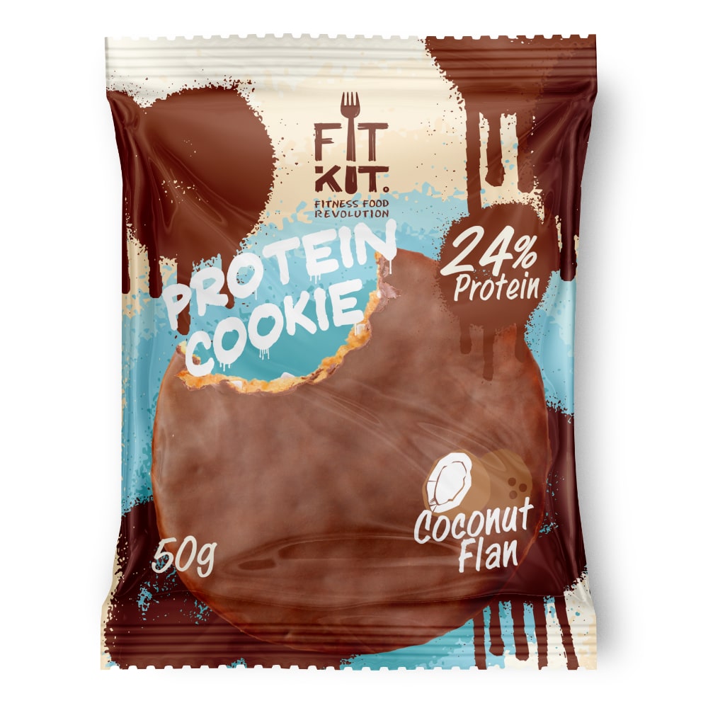 Печенье протеиновое "FitKit" Кокосовый флан, 50 гр FitKit