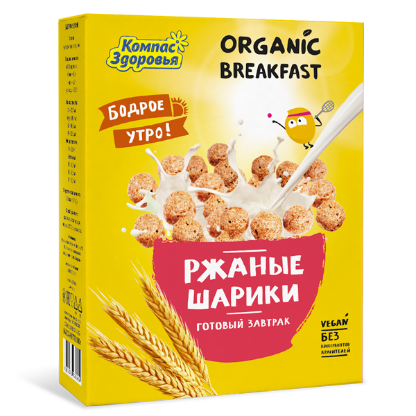 Завтраки сухие "Ржаные шарики", 100г Компас Здоровья