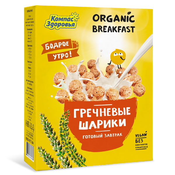 Завтраки сухие "Гречневые шарики" Компас Здоровья