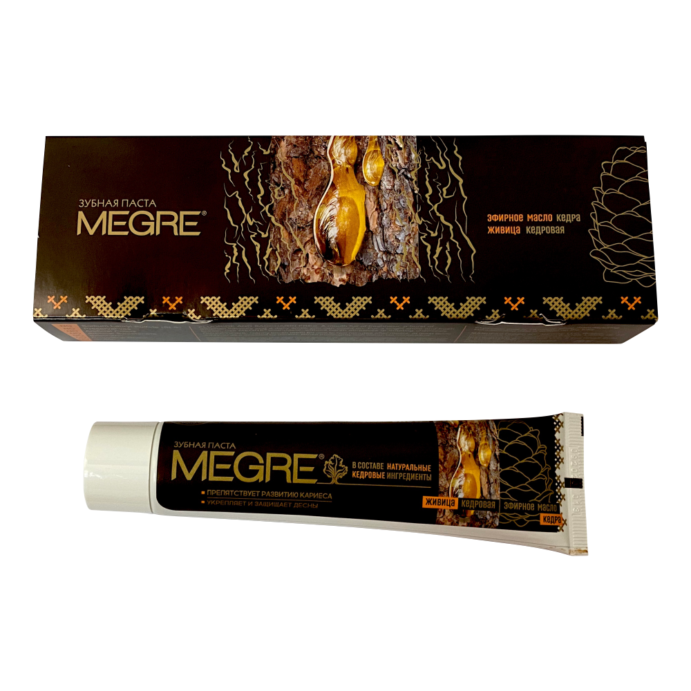 Паста зубная "MEGRE" с эфирным маслом сибирского кедра, туба 60 мл. MEGRE