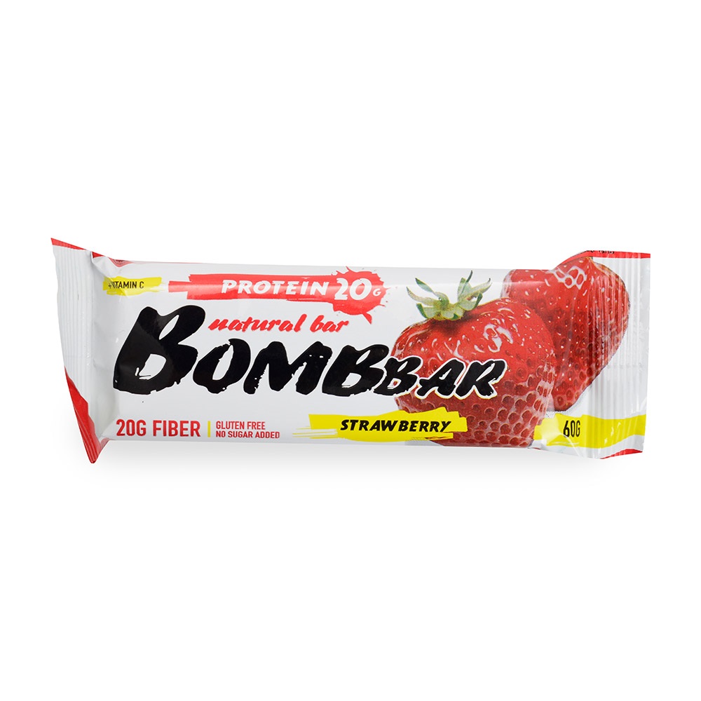BOMBBAR протеиновый батончик 60 гр клубника BOMBBAR