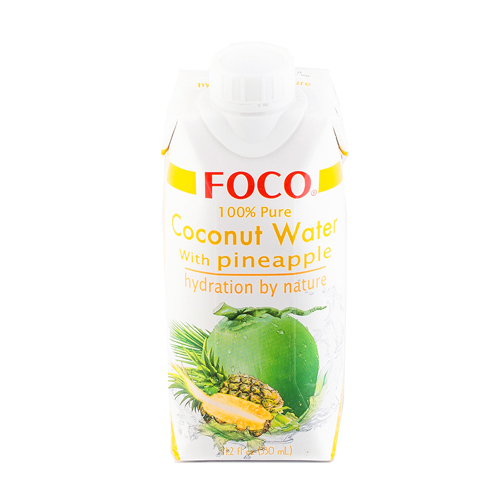 Кокосовая вода с соком ананаса "FOCO" 330 мл Tetra Pak 100% натуральный напиток, БЕЗ САХАРА FOCO