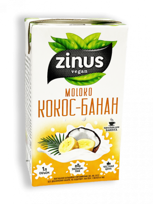 Напиток растительный банановый на кокосе 1л ТВА Zinus Barista