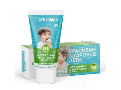Synergetic Зубная паста ДЕТСКАЯ Ванильный пломбир (от 3 до 6 лет), 50 гр SYNERGETIC