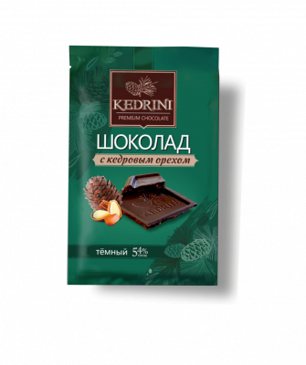 Шоколад Kedrini темный с кедровым орехом, 23 г Kedrini