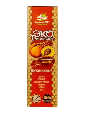 Эко–батончик с шоколадом на меду «Витаминный» 45гр Алтай Эко Продукт