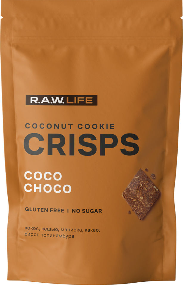 Печенье-крекер CRISPS &quot;Кокос-Шоколад&quot; 75 г R.A.W.LIFE RAWLife